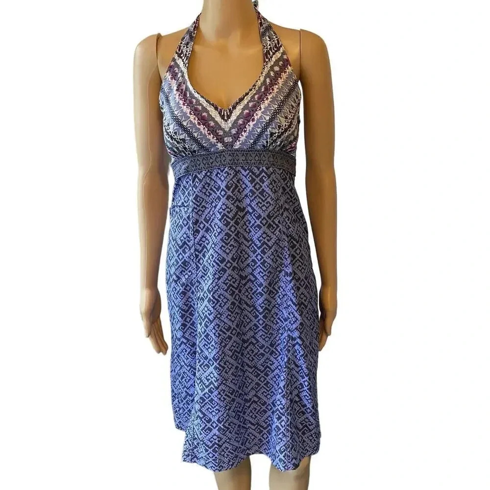 Athleta Pack Everywhere Halter Dress Coverup Outdoorsy Purple Geometric Light S